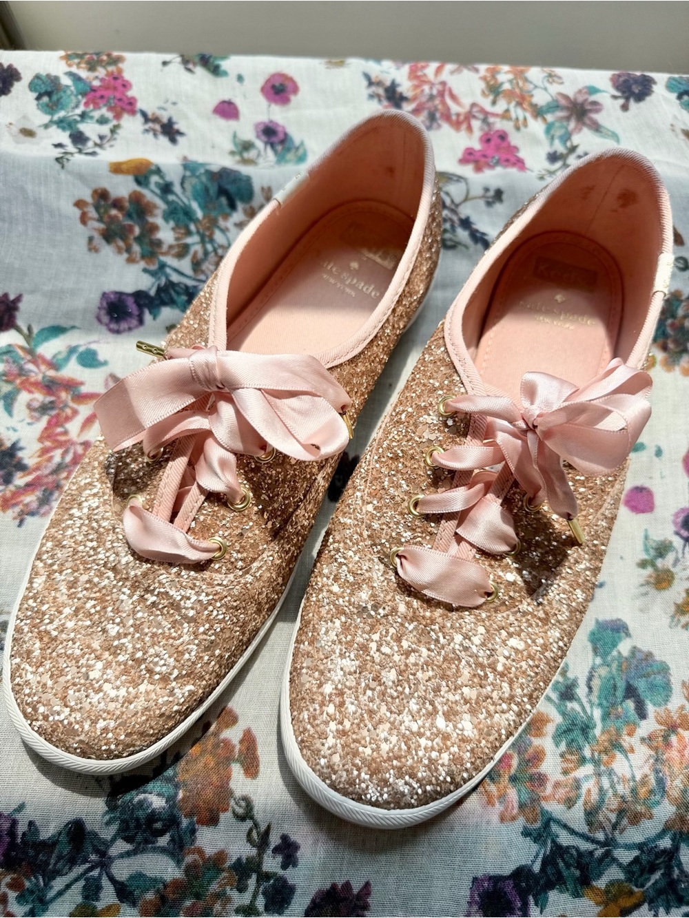 Kate Spade Keds Rose Gold Glitter Sneakers - Picture 2 of 10